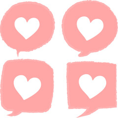 シンプルなハートふきだし　いいねアイコン素材　