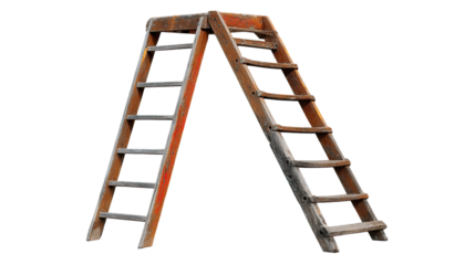 Ascending Path: A weathered wooden ladder stands ready, evoking a sense of progress and opportunity, a visual metaphor for climbing and achieving goals.