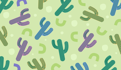 Cute cactus plants pattern background vector design