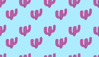 Cute cactus plants pattern background vector design