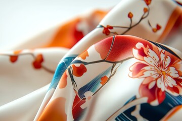 Soft and colorful fabric with floral patterns.