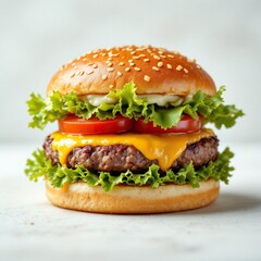 Juicy Beef Burger on white background