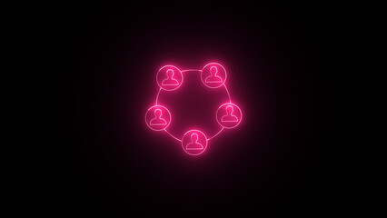 Neon Global communication network of people. social network concept,