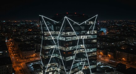 Obraz premium Modern skyscraper at night (1)