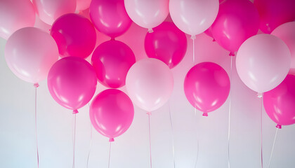 Party balloons background, pink balloons on a white background , with white tonespng
