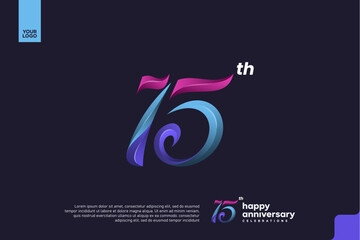 Colorful 15th Anniversary Celebration Design with Artistic Gradient Number and Dark Background