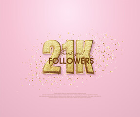 Pink 21k thank you followers, thank you banner for social media posts.