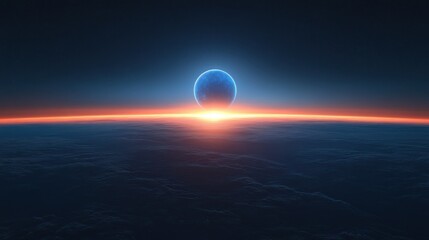 Obraz premium Cosmic sunrise over a celestial plane