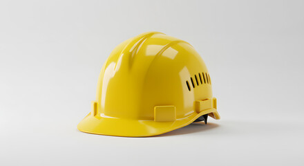 Safety First: Yellow Hard Hat on White Background