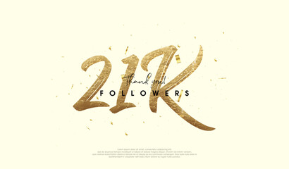 21k celebrations for followers, with fancy gold glitter figures.