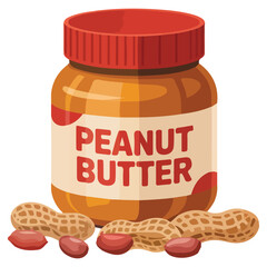 Peanut butter breakfast jar isolated vector illustration on white background