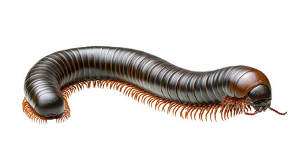 Millipede Marvel: A detailed shot of a millipede, showcasing its segmented body and numerous legs, captured against a clean background.
