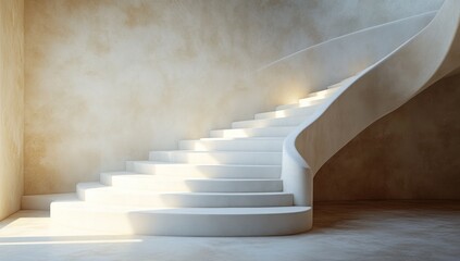 Naklejka premium Elegant, winding staircase in a minimalist interior design.