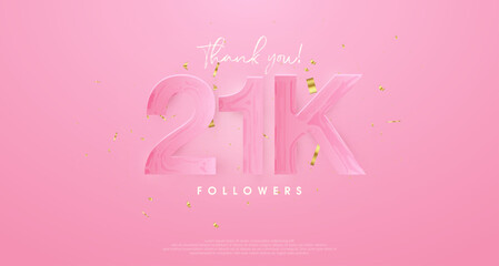 pink background to say thank you very much 21k followers.