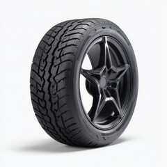 Obraz premium High-performance car tire with intricate tread design.