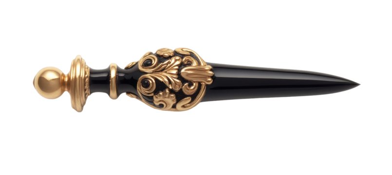 Ornate Black and Gold Decorated Accessory