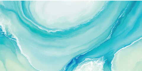 A serene watercolor ocean landscape with pastel blue and green abstract waves. Ideal for art prints, website headers, and peaceful branding.  © The Alpha