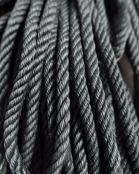 Close-up of twisted black rope texture.