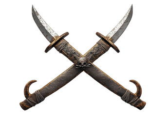 Obraz premium Crossed antique daggers, intricately detailed