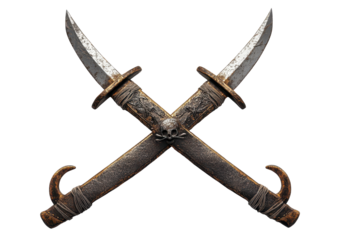 Crossed antique daggers, intricately detailed