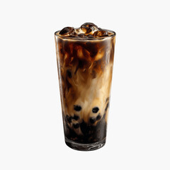 Iced Coffee with Boba Pearls and Cream Refreshing Summer Drink