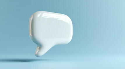 3D Message Bubble Isolated on Pure White Background for Communication and Expression in Modern Design Concepts