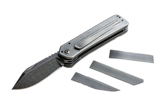 Folding knife with replaceable blades