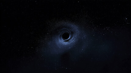 Fototapeta premium Black hole in space with dark blue spiral of stars creates mysterious cosmic scene