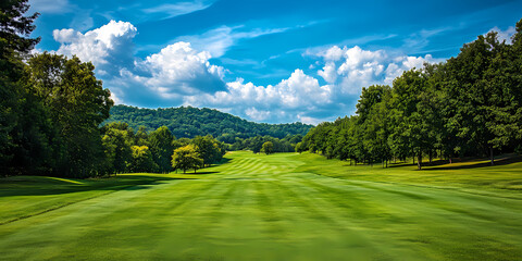 landscape with green grass and blue sky