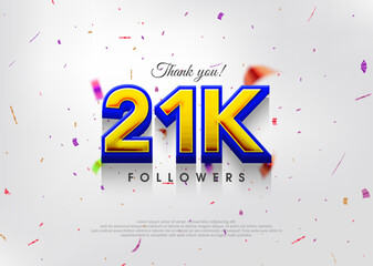 Colorful theme greeting 21k followers, thank you greetings for banners, posters and social media posts.