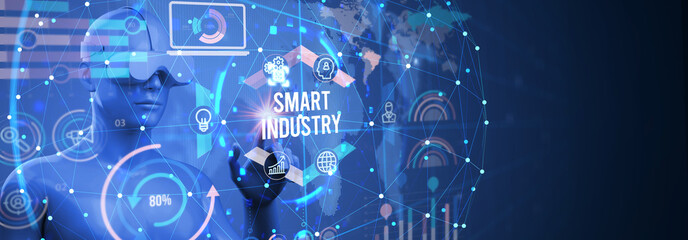 Smart industry 4.0 manufacturing technology concept. 3d illustration