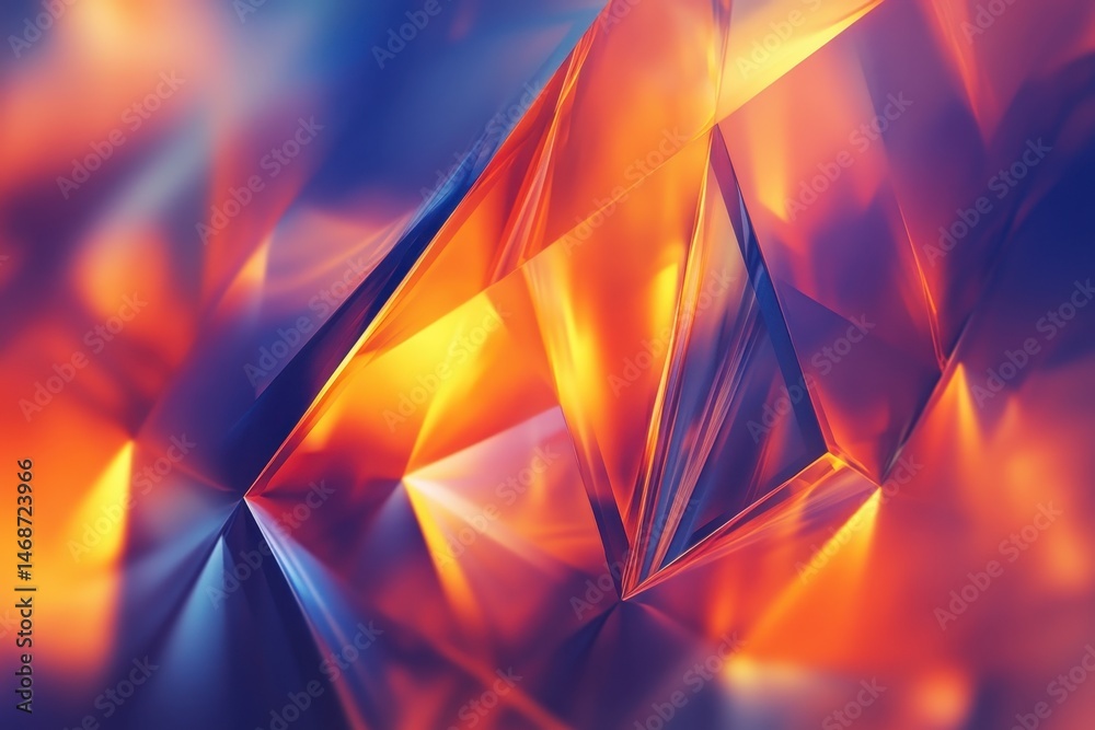 Wall mural dynamic abstract shapes of blue and orange reflecting light in an artistic design, dynamic abstract 