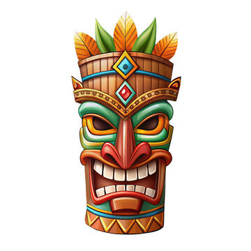 Totem tiki mask on transparent background