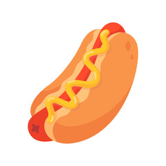 Delicious hot dog with mustard topping