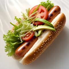 hot dog with salad
