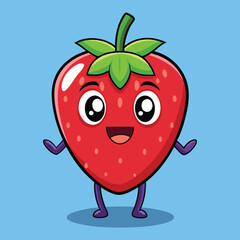 funny cartoon strawberry with a smile