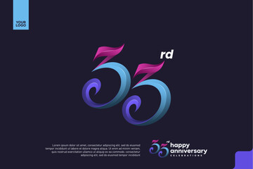 Colorful 33rd Anniversary Celebration Design with Artistic Gradient Number and Dark Background