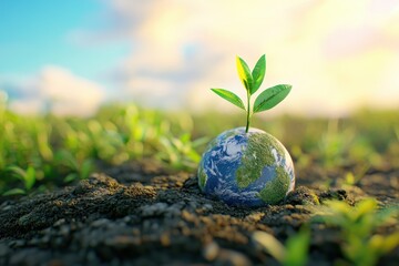 Nurturing the planet with new growth to celebrate Earth Day's significance and focus on sustainability, Earth day Photo background concept ing, save the earth planet