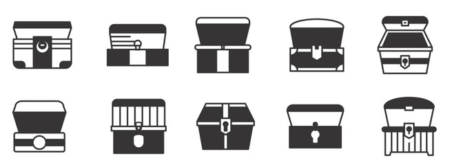 set of treasure chest icons vector. editable
