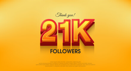 Thank you 21k followers 3d design, vector background thank you.