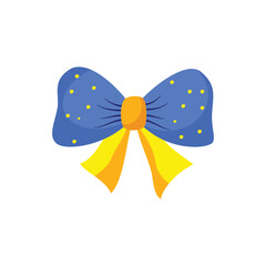 Simple Blue and Yellow Decorative Ribbon Bow Vector Illustration