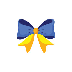 Simple Blue and Yellow Decorative Ribbon Bow Vector Illustration