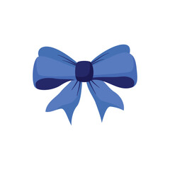 Simple Blue Decorative Ribbon Bow Vector Illustration
