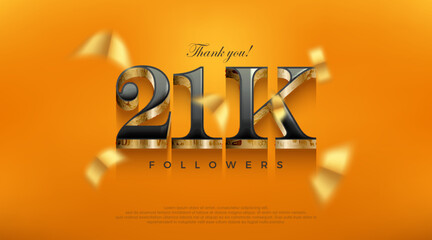 Celebration of achieving 21k followers, posters, banners, social media post design vector premium backgrounds.