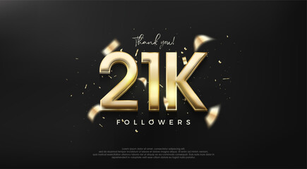 Shiny gold number 21k for a thank you design to followers.