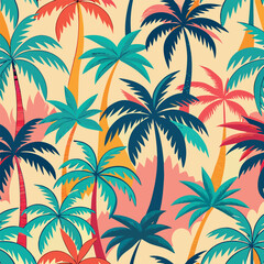 seamless background with palm trees