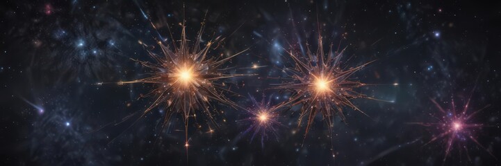 Fototapeta premium Geometric constellations, vibrant star clusters, fractal patterns , texture, background