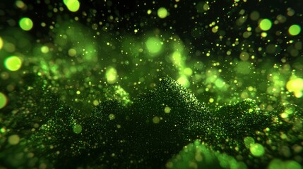 Abstract green particles, bokeh