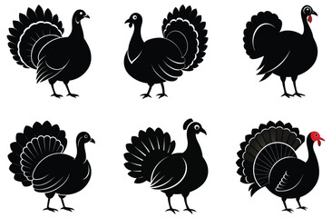 Turkey Silhouettes Vector Illustration Design Bundle