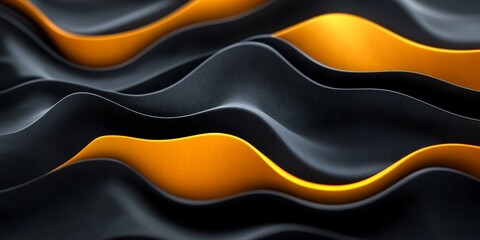 Black and Yellow Wavy Digital Background, Generative AI